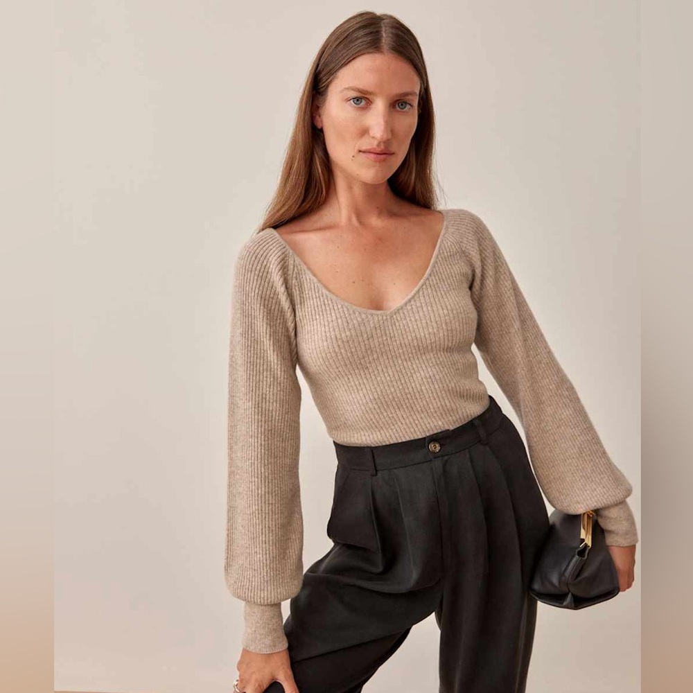 Reformation hart cashmere sweater oatmeal color nwot size large